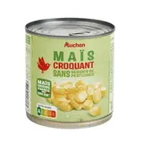 Auchan Maïs croquant sans résidu de pesticides sans OGM en conserve, 285g