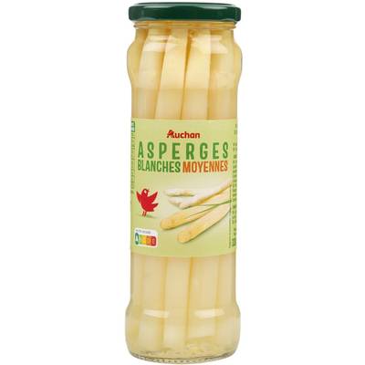 Auchan Asperges Blanches moyennes en bocal, 205g