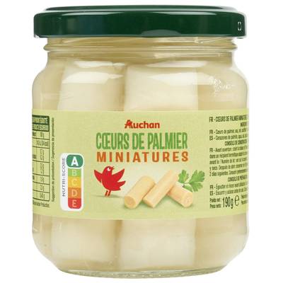 Auchan Coeurs de palmier miniatures en bocal, 115g