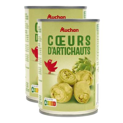 Auchan Coeurs d'Artichauts en conserve, Lot de 2x240g