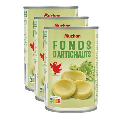 Auchan Fonds d'Artichauts en conserve, Lot de 3x210g