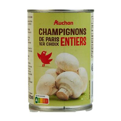 Auchan Champignons de Paris 1er choix entiers en conserve, 230g