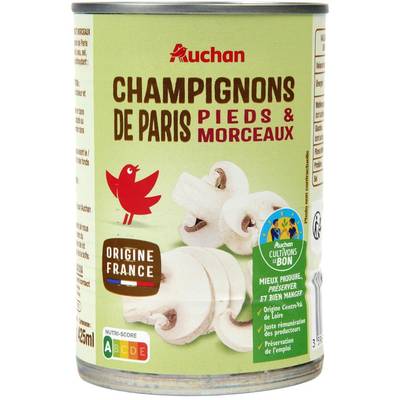 Auchan Champignon de Paris Pieds et Morceaux en conserve, 230g