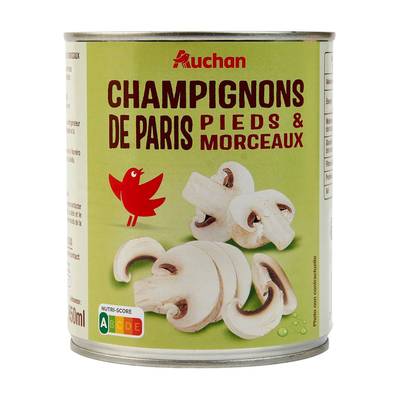 Auchan Champignons Pieds et Morceaux en conserve, 460g