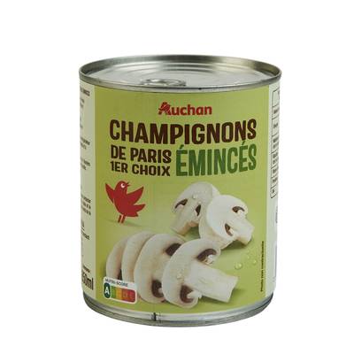 Auchan Champignons de Paris émincés en conserve, 460g