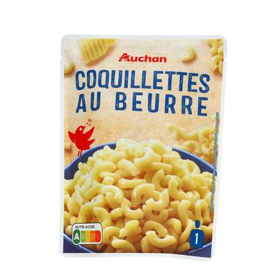 Auchan Pâtes Coquillettes au beurre en sachet micro-ondable, 200g