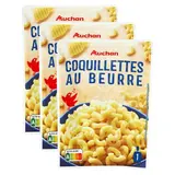 Auchan Pâtes Coquillettes au beurre en sachet micro-ondable, Lot de 3x200g