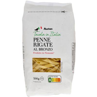 Auchan Tavola In Italia Pâtes Penne Rigate al bronzo Premium, 500g