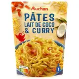 Auchan Pâtes au lait de coco et curry en sachet micro-ondable, 220g