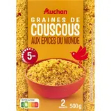 Auchan Graines de Couscous parfumé aux épices du monde en sachet, 2x250g