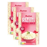Auchan Riz long grain incollable 10 min en vrac, Lot de 3x1kg