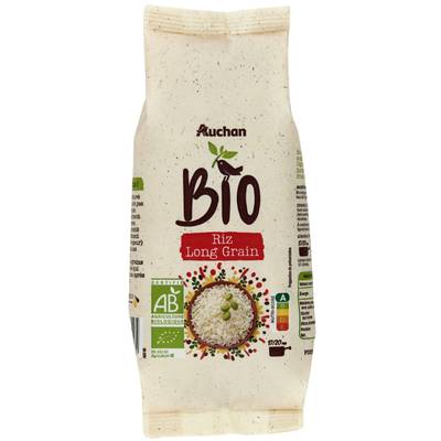 Auchan BIO Riz long grain incollable Bio en vrac, 500g