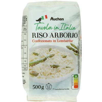 Auchan Tavola In Italia Riz Arborio pour risotto en vrac, 500g