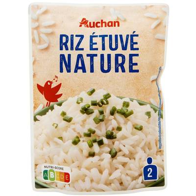 Auchan Riz étuvé nature en sachet micro-ondable, 250g
