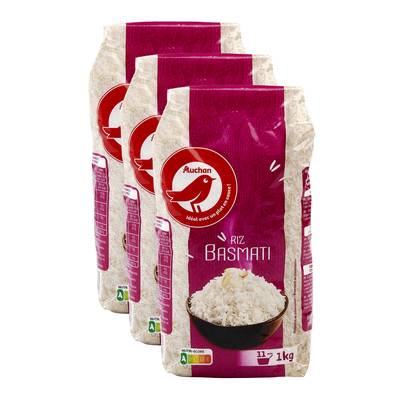 Auchan Riz basmati en vrac, Lot de 3x1kg