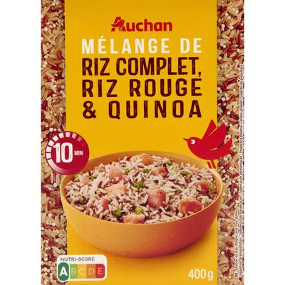 Auchan Mélange riz complet riz rouge quinoa en vrac, 400g