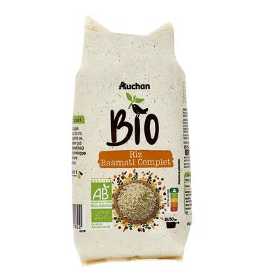 Auchan BIO Riz basmati complet bio en vrac, 500g