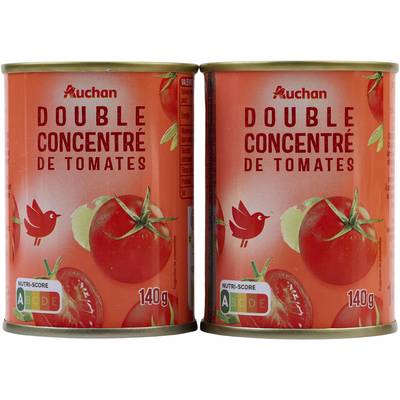 Auchan Double concentré de tomates en conserve, 2x140g