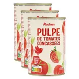 Auchan Pulpe de tomates concassées en conserve, Lot de 3x400g