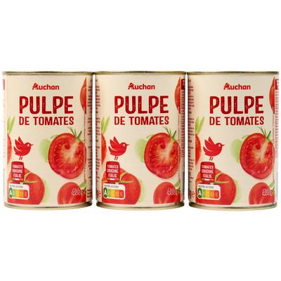 Auchan Pulpe de tomate en conserve, 3x400g