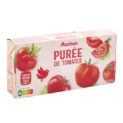 Auchan Purée de tomates en brique, 3x200g