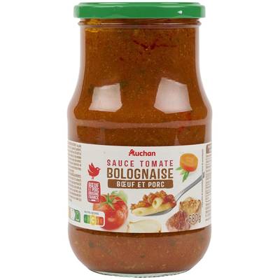 Auchan Sauce tomate à la bolognaise boeuf et porc en bocal, 680g
