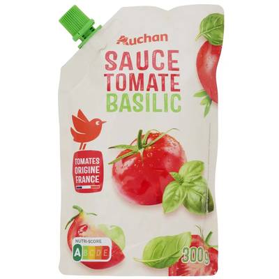 Auchan Sauce tomate basilic en sachet refermable, 300g