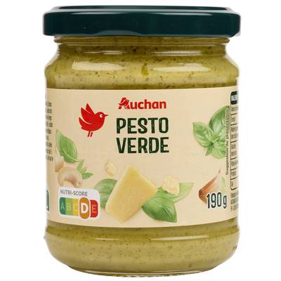 Auchan Sauce Pesto Verde Basilic et Fromage en bocal, 190g