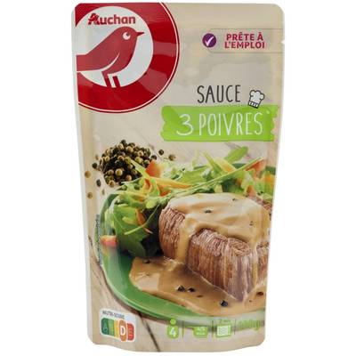 Auchan Sauce aux 3 Poivres en sachet micro-ondable, 200g