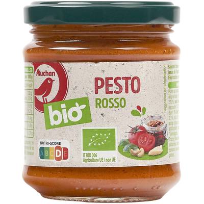Auchan BIO Sauce Pesto rosso Bio en bocal, 190g