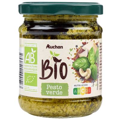 Auchan BIO Sauce pesto verde Bio en bocal, 190g