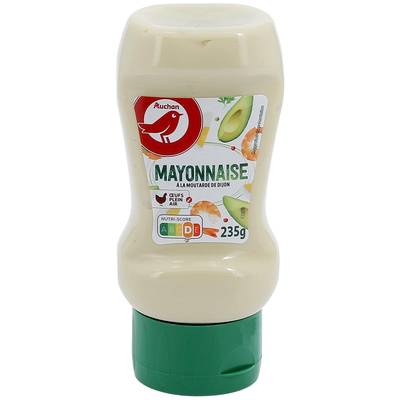 Auchan Mayonnaise à la moutarde de Dijon et aux oeufs plein air en Flacon Souple Squeeze Top Down, 235g