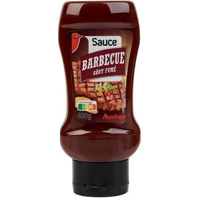 Auchan Sauce barbecue goût fumé flacon souple en flacon souple Squeeze Top Down, 400g
