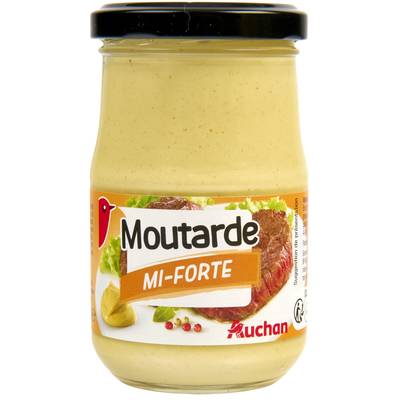 Auchan Moutarde mi-forte en bocal, 190g
