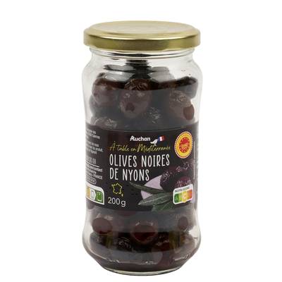 Auchan Terroir Olives noires de Nyons AOP en bocal, 200g