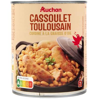 Auchan Cassoulet toulousain cuisiné à la graisse d'oie en conserve pour 2, 840g