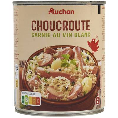 Auchan Choucroute garnie au vin blanc en conserve pour 2, 800g