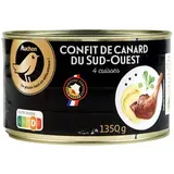 Auchan Terroir Confit de canard IGP du Sud-Ouest 4-5 cuisses en conserve, 1350g