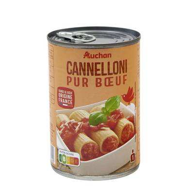 Auchan Cannelloni pur bœuf en conserve individuelle, 400g