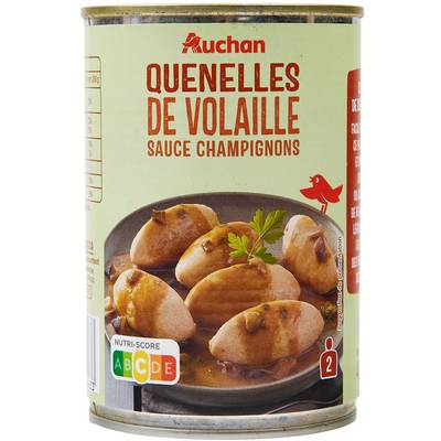 Auchan Quenelles de volaille sauce champignons en conserve pour 2, 400g