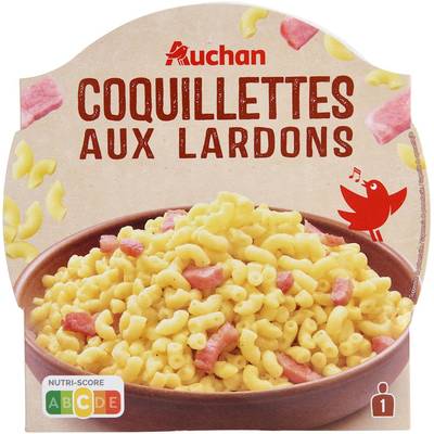 Auchan Coquillette aux Lardons en barquette individuelle micro-ondable, 300g
