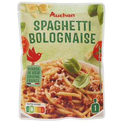 Auchan Spaghetti à la bolognaise en sachet micro-ondable, 200g