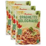 Auchan Spaghetti à la bolognaise en sachet micro-ondable, Lot de 3x200g