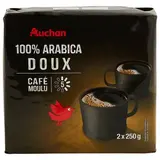Auchan Café moulu doux 100% arabica, 2 x 250g
