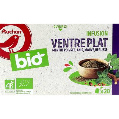 Auchan BIO Infusion ventre plat Bio, 20 sachets
