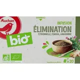Auchan BIO Infusion élimination citronnelle fenouil et gingembre bio, 20 sachets