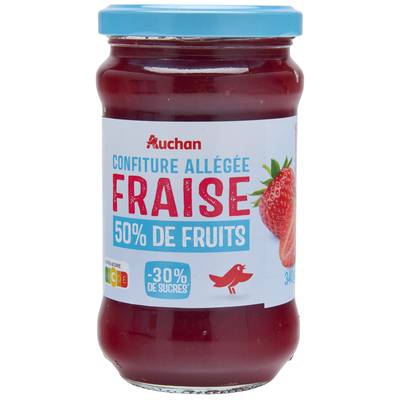 Auchan Confiture de fraise allégée en sucre, 340g