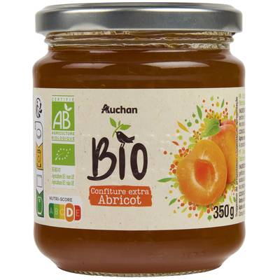 Auchan BIO Confiture extra abricot bio, 350g