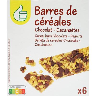 Pouce Barres de céréales au chocolat et cacahuètes, 6 barres