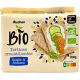 Auchan BIO Tartines croustillantes au seigle et au sésame bio, 200g